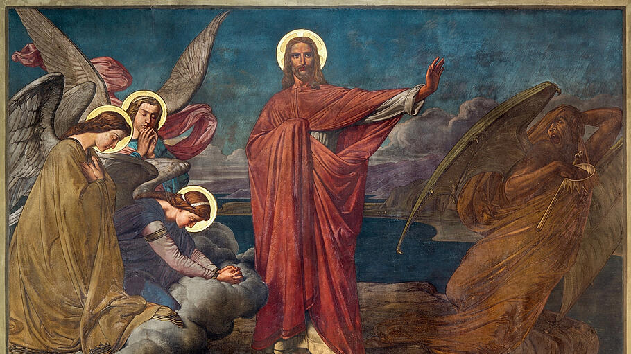 Antwerp - Fresco of Temptation of Jesus in Joriskerk or st. George church