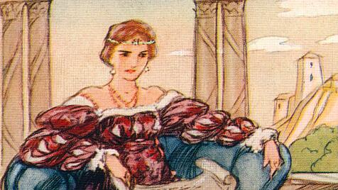 Lucrezia Borgia auf einem Kunstdruck von Alexander K. Macdonald, 1937 (Detail). Lucrezia Borgia auf einem Kunstdruck von Alexander K. Macdonald, 1937 (Detail).