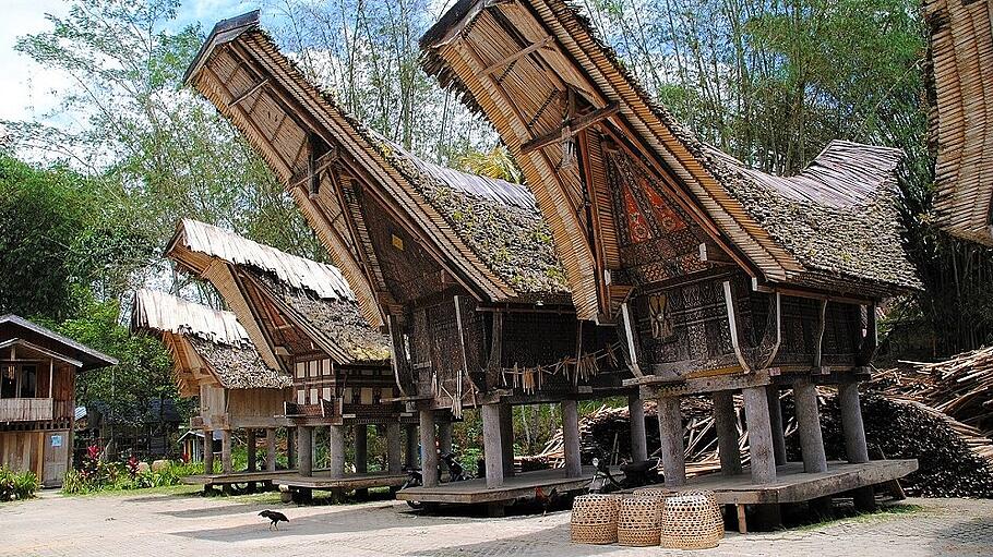 Auf Holzpfählen ruhende Wohnbauten