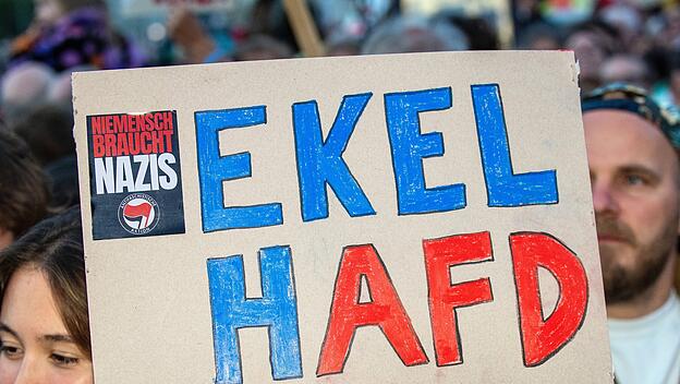 Plakat gegen die AfD bei Kundgebung