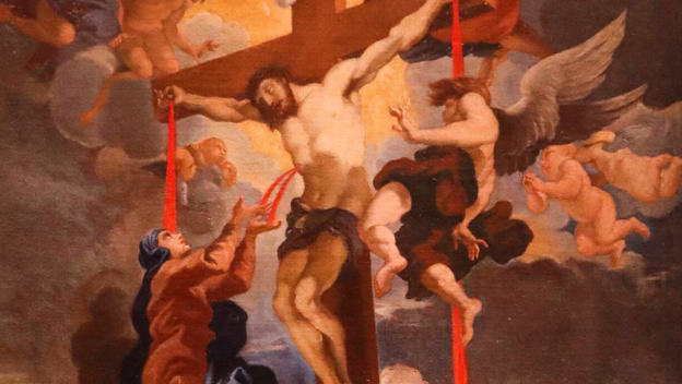 Berninis Gemälde "Blut Christi". Beim Abendmahl stiftet Jesus im Vorausblick auf seinen Opfertod den neuen Bund.