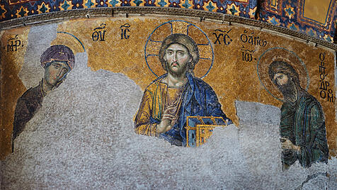 Mosaik von Jesus Christus in der Hagia Sophia in Istanbul.