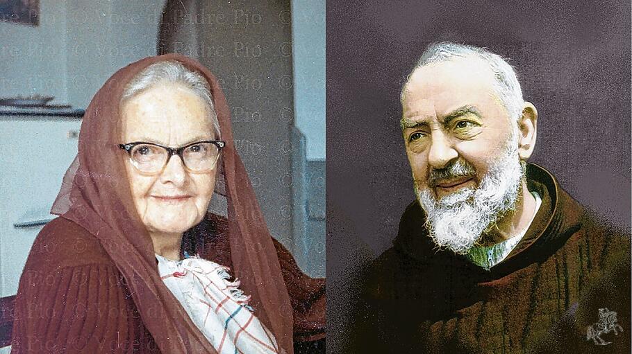 Mary Pyle als Franziskanertertiarin und Pater Pio von Pietrelcina.