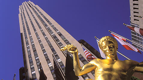 Prometheusstatue vor dem Rockefeller Center in Manhattan