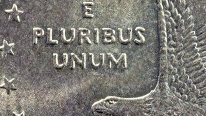 "E pluribus unum" auf amerikanischen Ein-Dollar-Münze