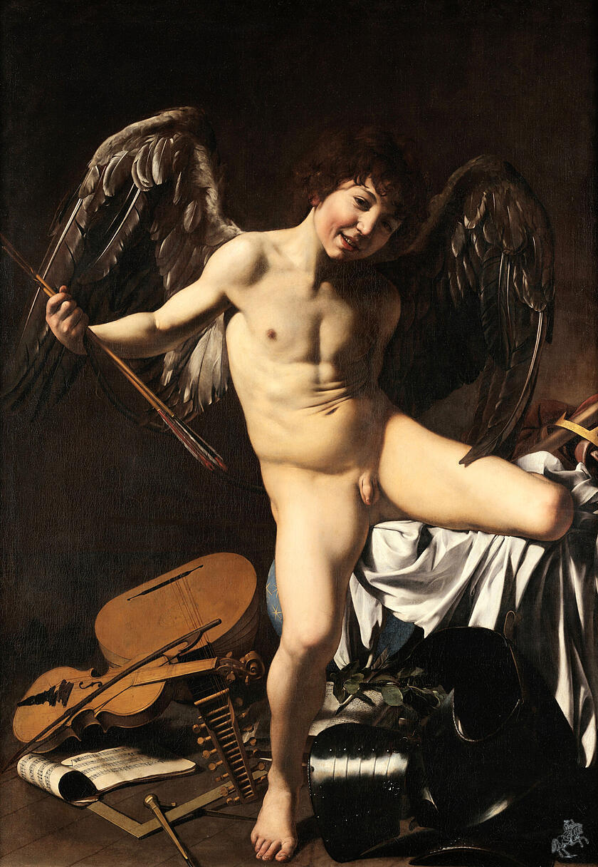 Caravaggio, Amor als Sieger, 1601/1602, 156 &times; 113 cm, Gem&auml;ldegalerie &ndash; Staatliche Museen zu Berlin.