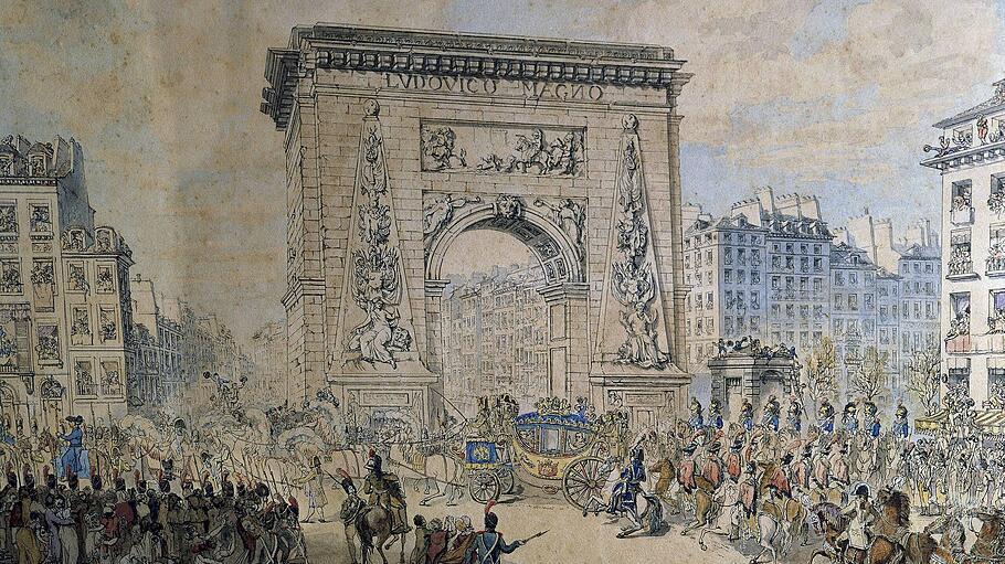 Pius VII. trifft 1804 an der Port Saint Denis in Paris ein