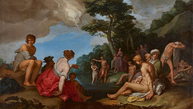 Die Taufe Jesu am Jordan, gemalt von Abraham Bloemaert.