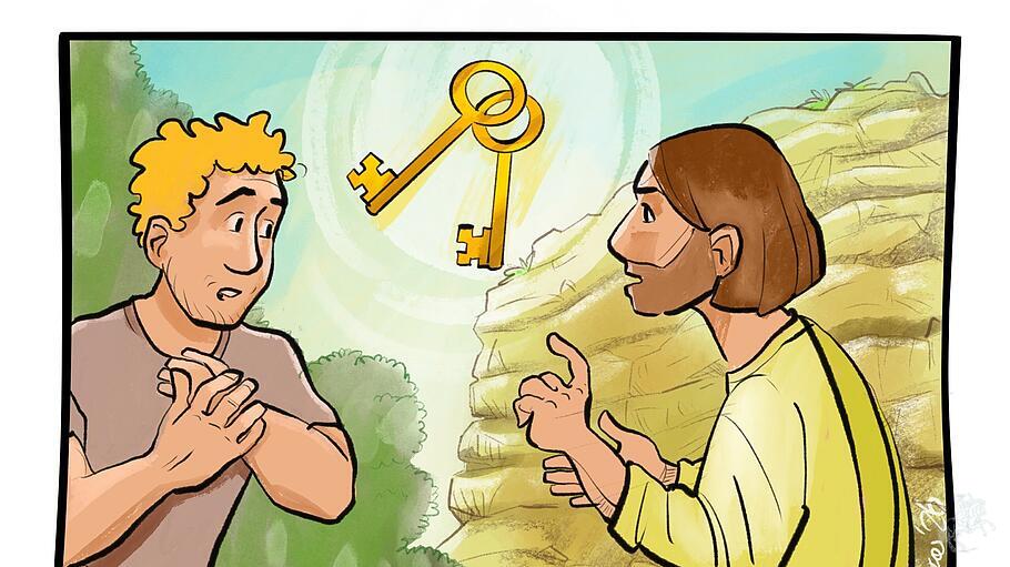 Jesus gibt Petrus die Schlüssel des Himmelreichs