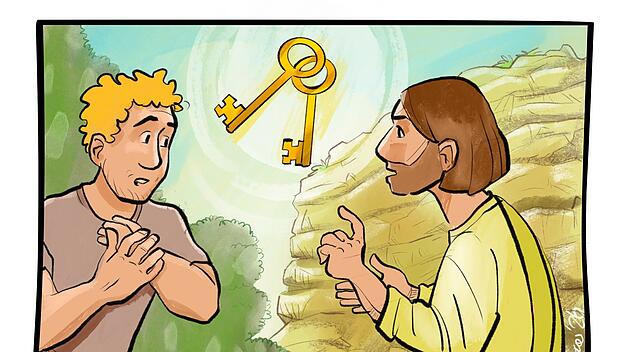 Jesus gibt Petrus die Schlüssel des Himmelreichs