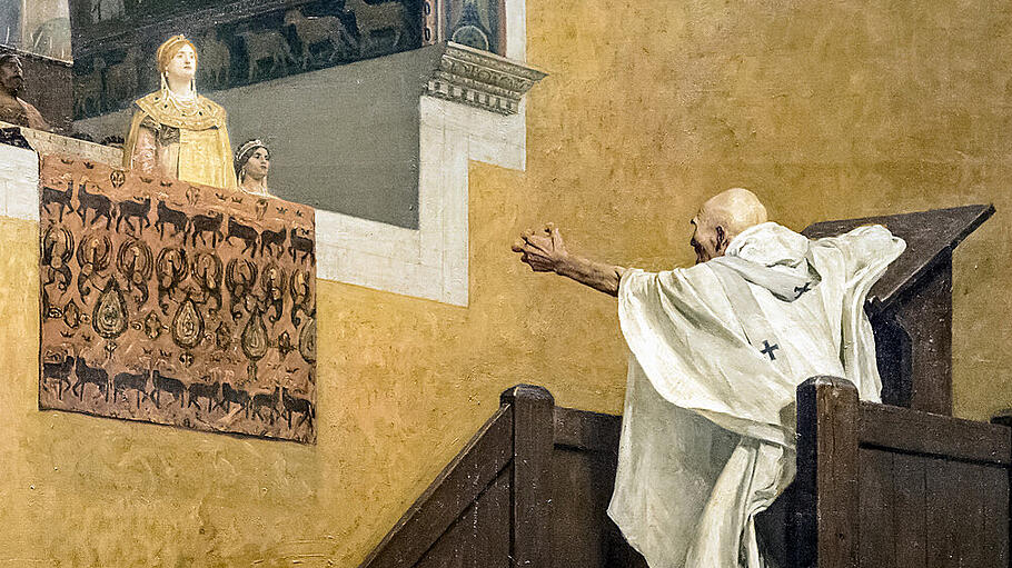 Heilige Johannes Chrysostemus tritt Eudoxia gegenüber