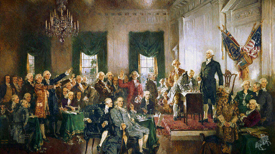 Gem&auml;lde von Howard Chandler Christy: Unterzeichnung der US-Verfassung