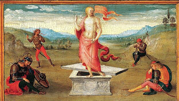 Die Auferstehung von Perugino. Die Hoffnung auf das Leben nach dem Tod unterschied die frühen Christen von ihrem antiken Umfeld.