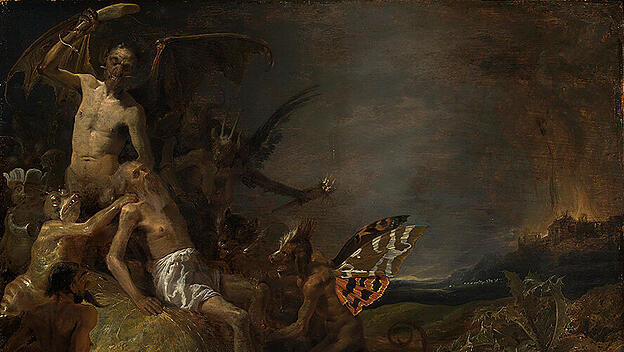 Seine Geschichte verändert, was man unter Glaube versteht: Hiob, gequält von bösen Geistern, dargestellt von Cornelis Saftleven.