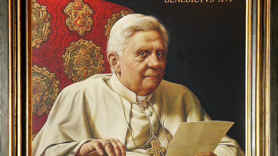 Ölbild mit Darstellung von Papst Benedikt XVI.
