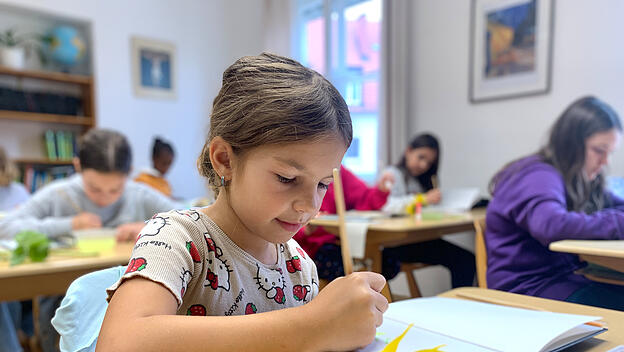 Kinder in der Schule "Die Lerche" in Linz