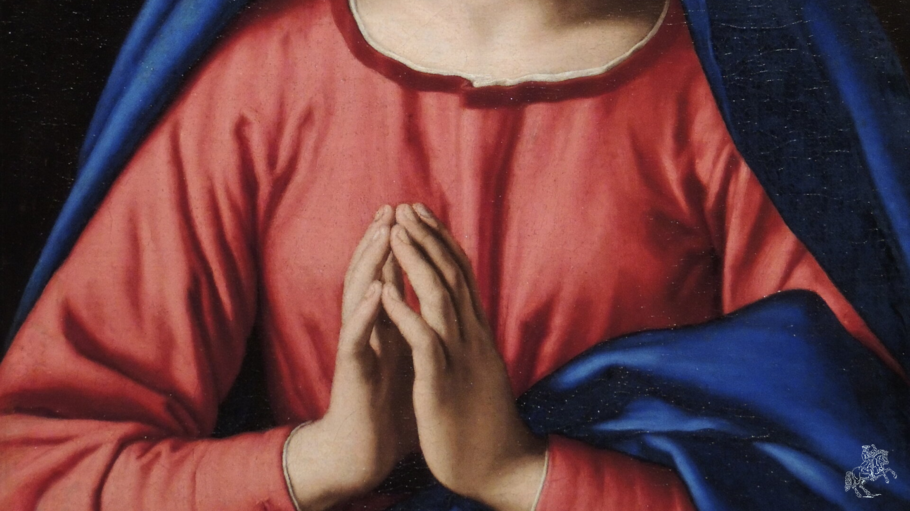 Die Jungfrau im Gebet, gemalt von Sassoferrato (1609–1685). Zu sehen im Straßburger Musée des Beaux-Arts.