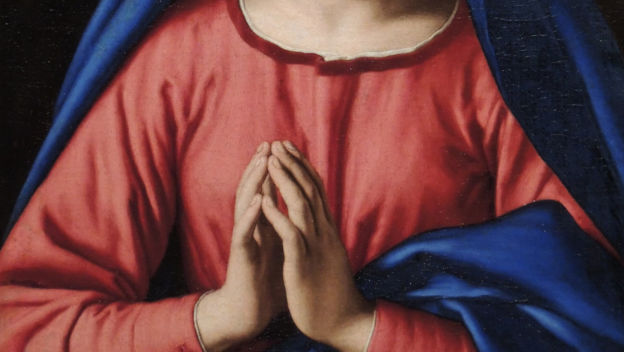 Die Jungfrau im Gebet, gemalt von Sassoferrato (1609–1685). Zu sehen im Straßburger Musée des Beaux-Arts.
