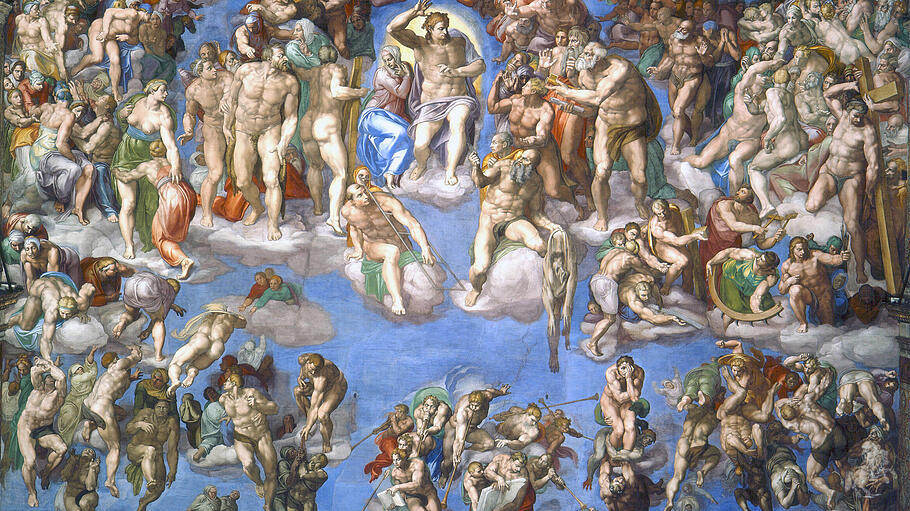 Michelangelo (1475–1564): Das Jüngste Gericht, zwischen 1536 und 1541, Sixtinische Kapelle, Rom.