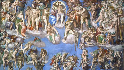 Michelangelo  (1475&ndash;1564): Das J&uuml;ngste Gericht, zwischen 1536 und 1541, Sixtinische Kapelle, Rom.