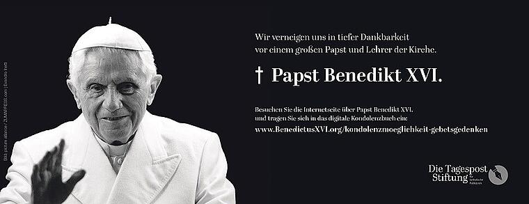 Kondolenzmöglichkeit für Papst Benedikt XVI.