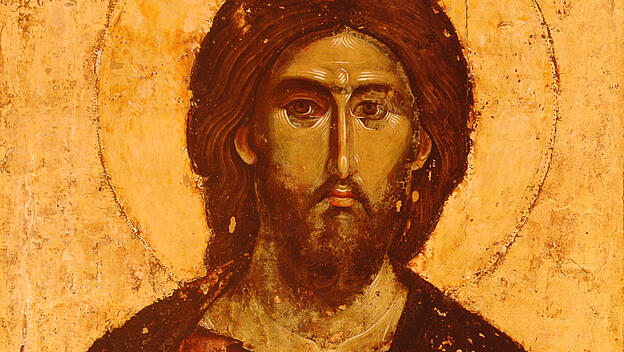 Eine Ikone zeigt Christus, der das "wahre Abbild" Gottes ist.