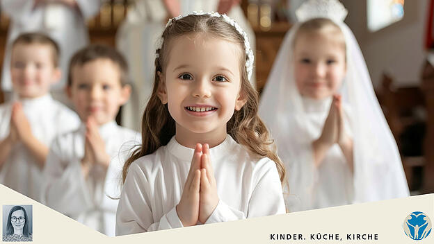 Kind betet an Erstkommunion