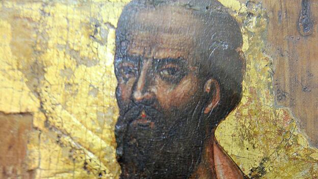 Detail einer Paulus-Ikone im Archäologischen Museum von Philippi