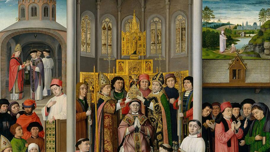SCENES FROM LIFE OF ST. AUGUSTINE OF HIPPO, 1490, Netherlandish, Northern Renaissance oil painting. Saint Augustine, a 5