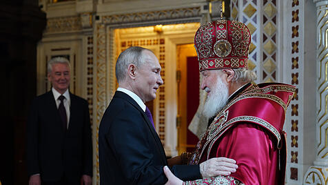 Pr&auml;sident Wladimir Putin und der Patriarch von Moskau, Kyrill I.