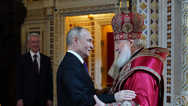 Pr&auml;sident Wladimir Putin und der Patriarch von Moskau, Kyrill I.