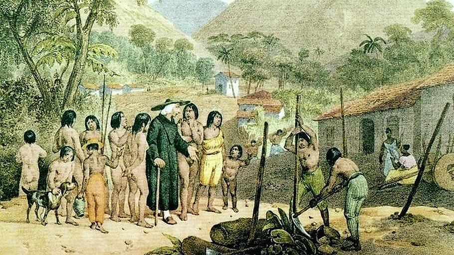 Jesuitenreduktion bei den Tapuyo-Indianern in Brasilien um 1820