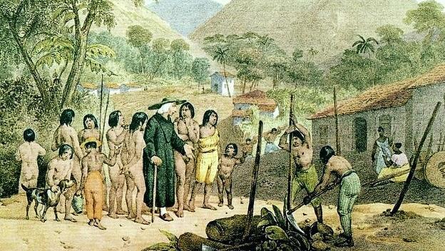 Jesuitenreduktion bei den Tapuyo-Indianern in Brasilien um 1820