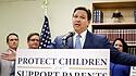 March 28, 2022, SHADY HILLS, Florida, USA: Gov. Ron DeSantis speaks moments before signing the Parental Rights in Educat
