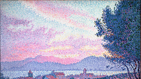 Paul Signac, Saint-Tropez, Sonnenuntergang im Kiefernwald. 1896 &Ouml;l auf Leinwand, 65 x 81 cm, L&rsquo;Annonciade, mus&eacute;e d&rsquo;art moderne de Saint-Tropez.