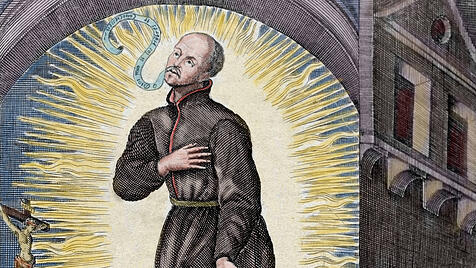 Ignatius von Loyola (1491-1556) levitiert am Altar.