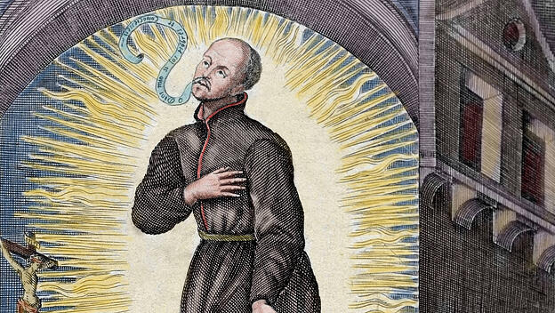 Ignatius von Loyola (1491-1556) levitiert am Altar.