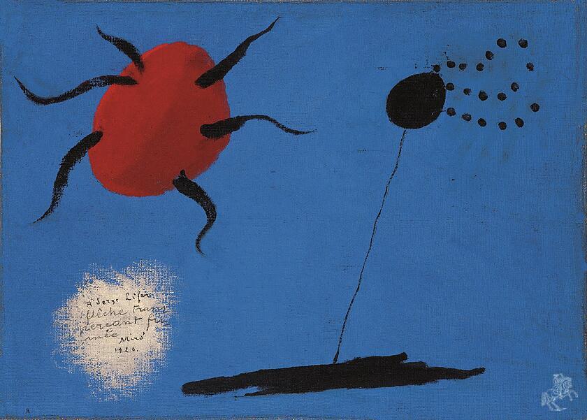 Joan Miró, Der Pfeil durchstößt den Rauch, 1926, Öl auf Leinwand, 40 x 56 cm, Neue Nationalgalerie – Stiftung Preußischer Kulturbesitz. Schenkung Sammlung Ulla und Heiner Pietzsch an das Land Berlin 2010.