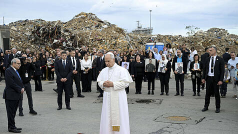 Papst Leo am Hafen von Beirut