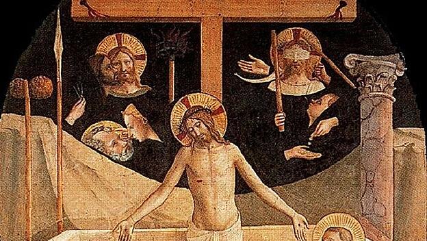 "Die Auferstehung Christi mit der Gottesmutter und Thomas von Aquin", Fresko von Beato Angelico