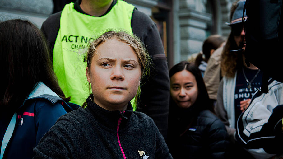 Greta Thunberg auf einer Demonstration in Stockholm