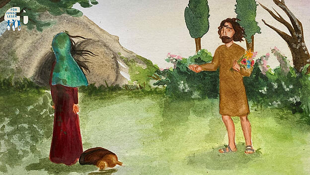 Maria Magdalena suchte den Leichnam Jesu