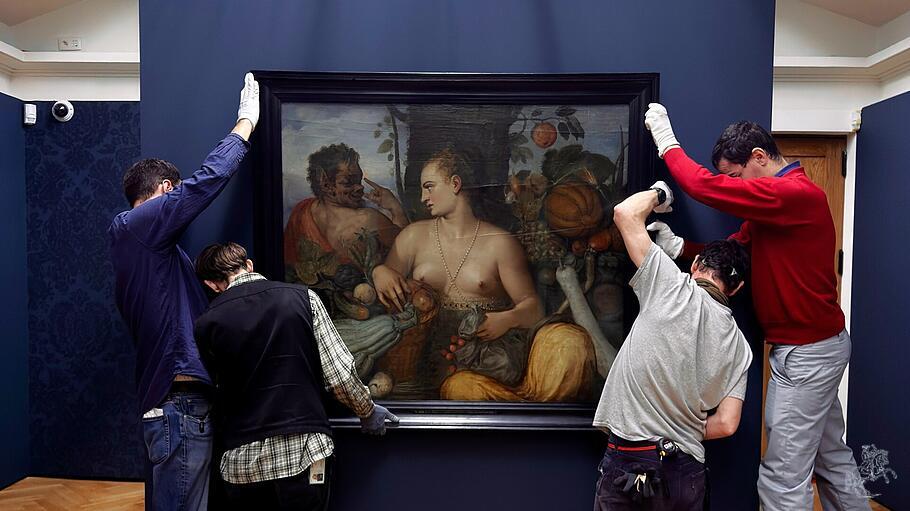 In Frans Floris de Vriendts Bildnis der schönen Pomona (1565) geht der lüsterne Gott Vertumnus als hässlicher Sieger vom Platz; Hallwylska Museet Stockholm.