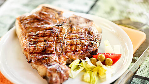 Grilled or barbecued Florentine steak on a plate