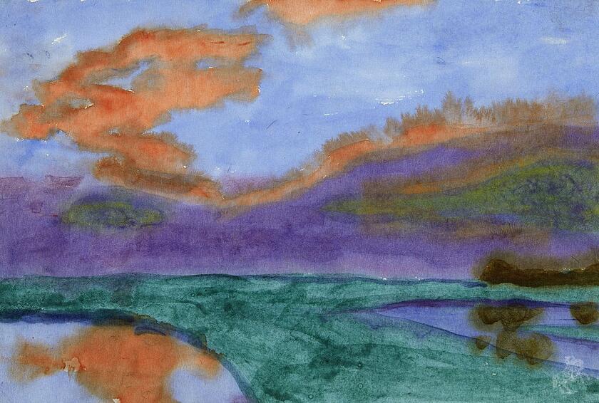 Emil Nolde, Landschaft, Aquarell.