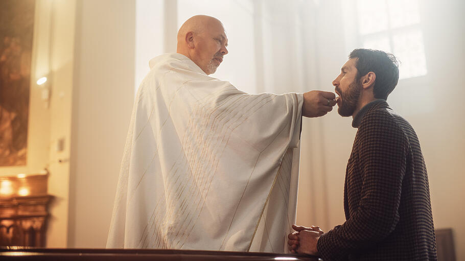 In Church Ceremony of Holy Communion, Eucharist or Last Supper: