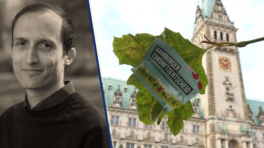 Redakteur Jakob Ranke, Werbung für den Hamburger Klimaentscheid auf einem Blatt
