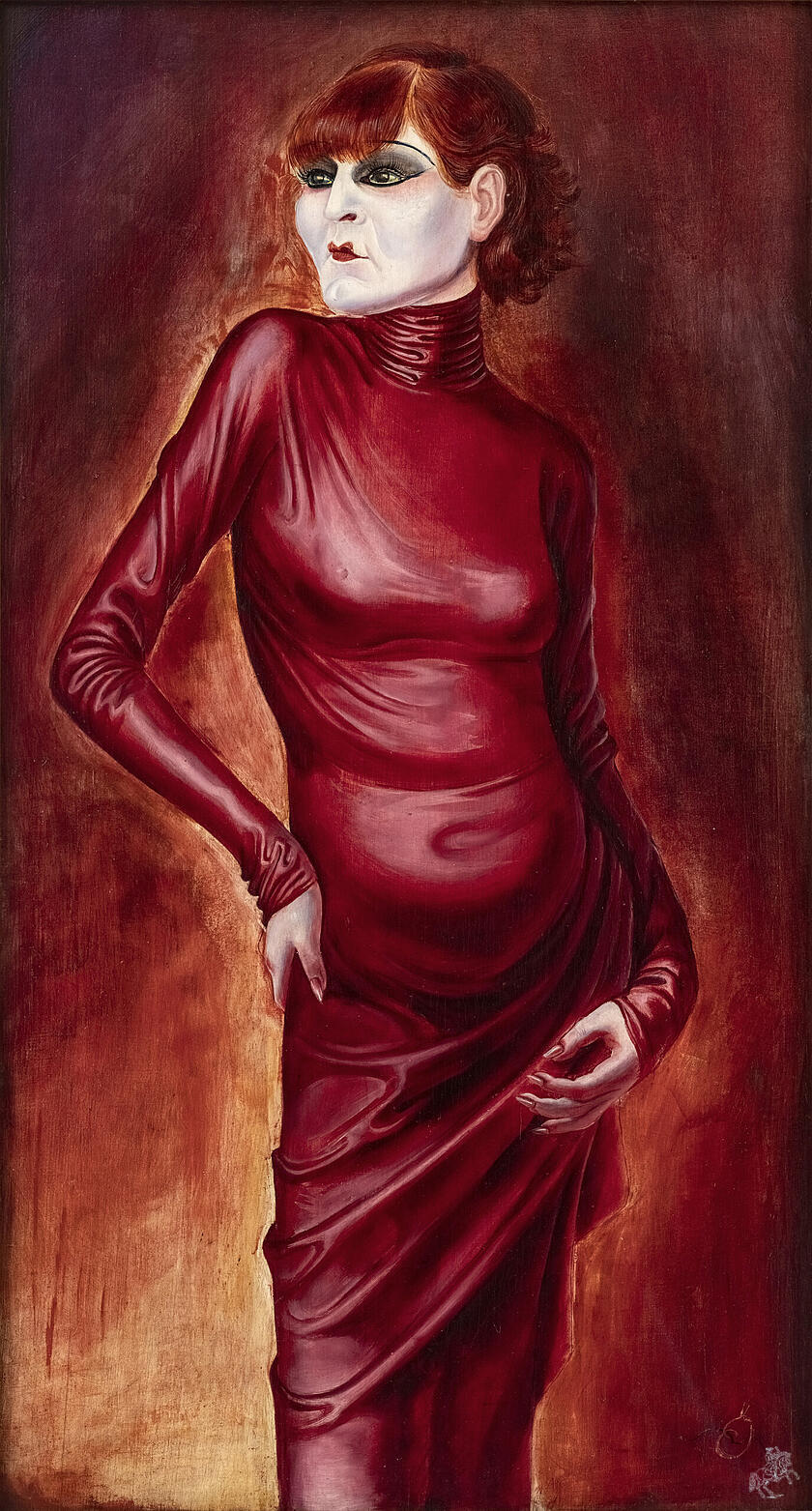 Otto Dix. „Bildnis der Tänzerin Anita Berber“, 1925. Öl und Tempera auf Sperrholz, 136,1 x 81,8 x 6 cm. Sammlung Landesbank Baden-Württemberg (LBBW) im Kunstmuseum Stuttgart.