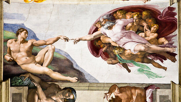 "Die Erschaffung Adams", Fresko von Michelangelo