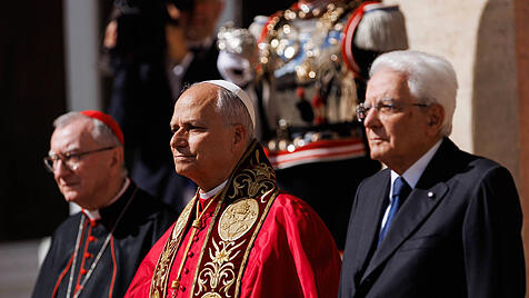Kardinalstaatsekret&auml;r Pietro Parolin, Papst Leo XIV., Sergio Mattarella